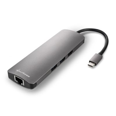 2. Sharkoon USB 3.0 Type C Combo Adapter HDMI, RJ-45, USB 3.2 Gen 1 (3.1 Gen 1)