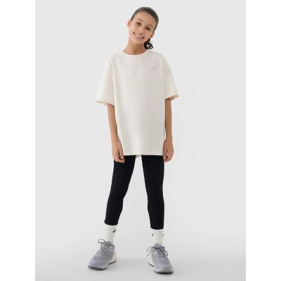 4. Girls' oversize plain T-shirt 4F 4FJWSS25TTSHF1851-12S