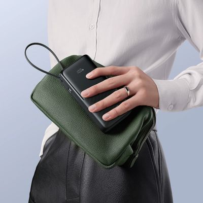 8. Baseus Bipow 2 20000mah 20W Powerbank with Digital Display with Built-in USB-C Cable - Black