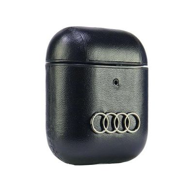 4. Audi Leather Big Logo Case for AirPods 1 / 2 - Black