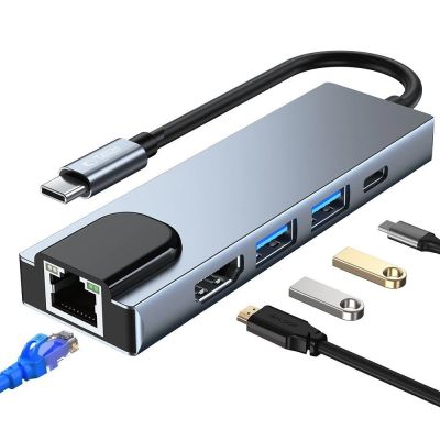 2. HUB Tech-Protect V3 5in1 USB-C - USB-A 3.0 / USB-A 2.0 / USB-C / HDMI / RJ45 - gray