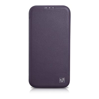 2. iCarer CE Premium Leather Folio Case iPhone 14 Plus Magnetic Flip Leather Folio Case MagSafe Dark Purple (WMI14220715-DP)