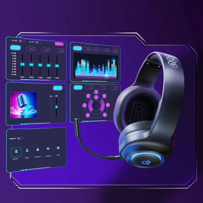 7. QCY Heroad V200 Tri-Mode Gaming Headphones with 7.1 Sound, 240h Battery, and Detachable Microphone - Black