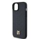 6. DKNY Leather Pattern Metal Logo MagSafe Case for iPhone 15/14/13 - Black
