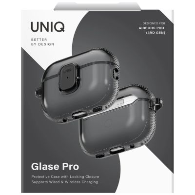 6. Uniq Glase Pro Case for AirPods Pro 3 Lock Case - Transparent Black