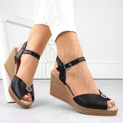 12. Leather wedge sandals with a decoration Filippo W PAW526B black
