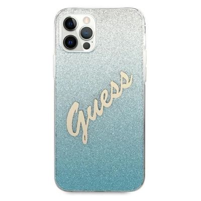 3. Guess GUHCP12MPCUGLSBL iPhone 12/12 Pro 6.1" blue/blue hardcase Glitter Gradient Script