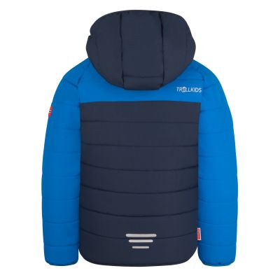 2. Trollkids Kids Hafjell Snow Jacket PRO Insulated Kids’ Jacket with Hood, Blue/Navy (514-110)