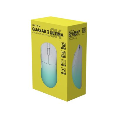 4. HATOR Quasar 3 Ultima 8K Wireless Gaming Mouse Right Side RF Wireless + Bluetooth + USB Type-C Optical 30000 DPI