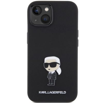 3. Karl Lagerfeld Silicone Ikonik Metal Pin case for iPhone 15 - black