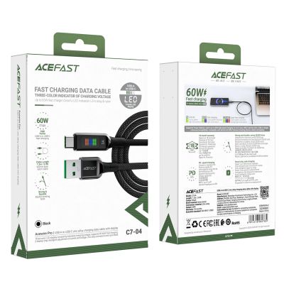 7. Acefast C7-04 USB-A USB-C 60W 1.2m cable with display - black