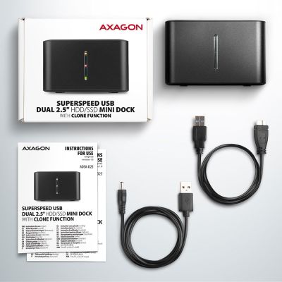 10. Axagon ADSA-D25 Hard Drive Docking Station USB 3.2 Gen 1 (3.1 Gen 1) Type micro-B Black
