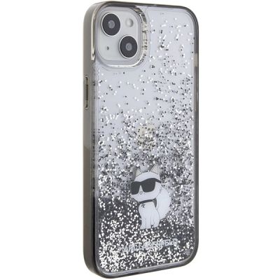 4. Karl Lagerfeld Liquid Glitter Choupette case for iPhone 15 Plus - transparent