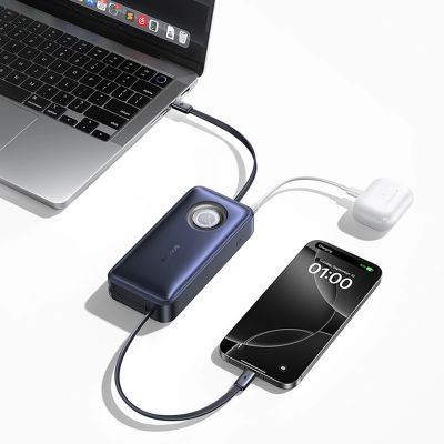 12. Baseus EnerCore CR11 20000mAh 100W Power Bank with Retractable USB-C Cable - Black