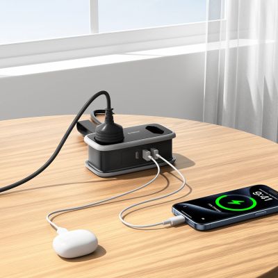 10. Orico AP3 65W GaN 6in1 Power Strip 2x AC + 2x USB-A + 2x USB-C - Black