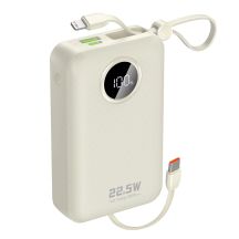 Dudao K14+ Powerbank 20000mAh 22.5W USB-C / USB-A / Built-in Lightning and USB-C Cables - White