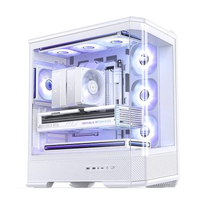 3. Jonsbo D400 PC Case, Midi Tower, ATX, Tempered Glass - White