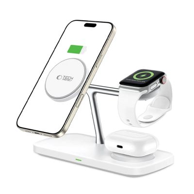 2. Tech-Protect QI15W-A45 3in1 Wireless Charger with MagSafe for Apple Devices - White