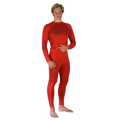 36. GLOVII HEATED THERMOACTIVE UNDERWEAR SET, SWEATSHIRT AND PANTS, SIZE M, ORANGE, BATTERIES AND CHARGER INCLUDED, GXRM