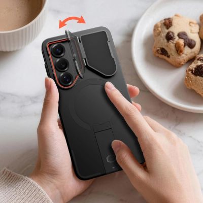 5. Tech-Protect Kevlar Aura MagSafe Case for Samsung Galaxy S26 - Black and Orange