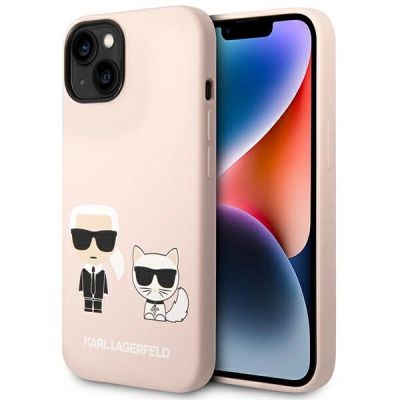 Karl Lagerfeld KLHMP14SSSKCI iPhone 14 6.1 "hardcase light pink / light pink Silicone Karl & Choupette Magsafe