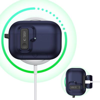 6. Tech-Protect Slim Hook Case for AirPods Pro 3 - Navy Blue