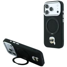 Karl Lagerfeld with Ring Stand 360 Karl Head Pin MagSafe Case for iPhone 18 Pro / 17 Pro - Black