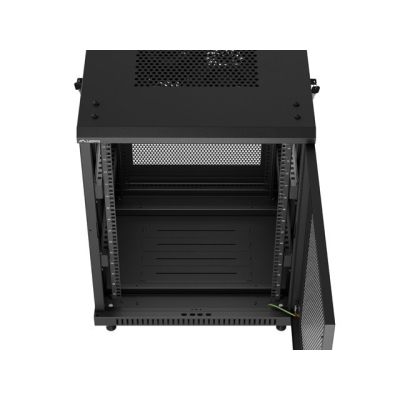 10. Floor-standing 19" 15U 600x600 RACK installation cabinet, black, perforated doors, Lanberg (flat pack)