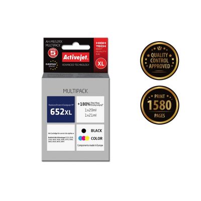 Activejet AH-M652RX Ink (replaces HP 652 F6V25AE/F6V24AE; Premium; 1 x 20 ml, 1 x 21 ml; 1580 pages, black, color)