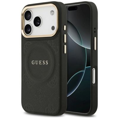 Guess Peony Hot Stamp MagSafe Case for iPhone 17 Pro - Black