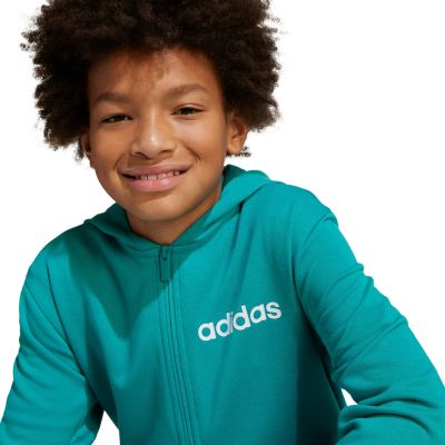 8. Adidas Essentials green kids tracksuit JN2427