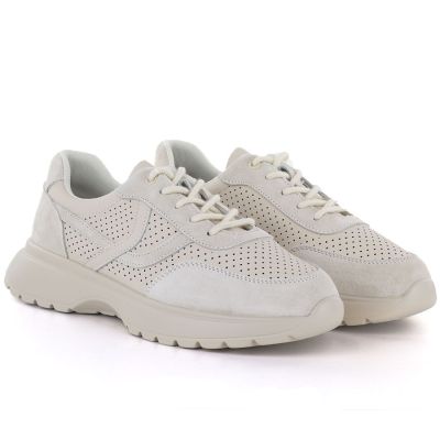 4. Women's leather sports shoes with openwork pattern, beige, Vinceza 41507