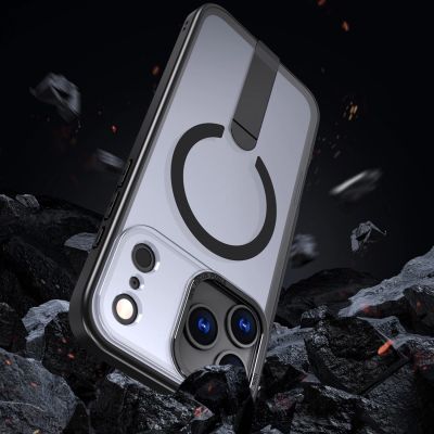5. Hybrid Armor X Case for iPhone 17 Pro Max with Stand, Compatible with MagSafe - Black