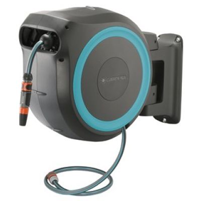Gardena 18630-20 Garden Hose Reel Wall-Mounted Garden Hose Cart Automatic Black, Blue