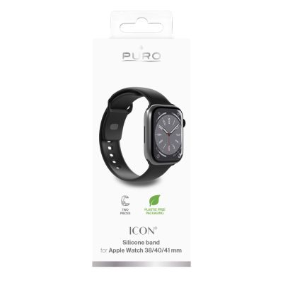 2. Puro Icon Silicone Strap for Apple Watch 38 / 40 / 41 mm - Black (2 pcs.)