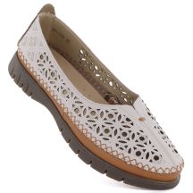 Women's leather openwork shoes, gray, Sergio Leone SP006