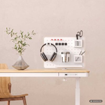 5. Activejet APB-002W Desk Organizer. Rotating perforated board. Gray and white.