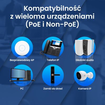 10. Extralink Switch PoE CERES 8x 100Mb/s PoE/PoE+, 2x RJ45 Uplink 100Mb/s, 96W