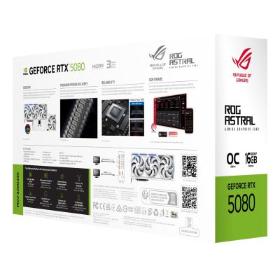 3. ASUS ROG Astral - -RTX5080-O16G-WHITE NVIDIA GeForce RTX 5080 16 GB GDDR7