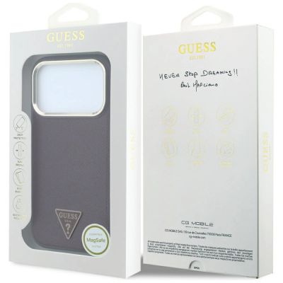 8. Guess Grained Triangle Logo MagSafe case for iPhone 18 Pro / 17 Pro - burgundy