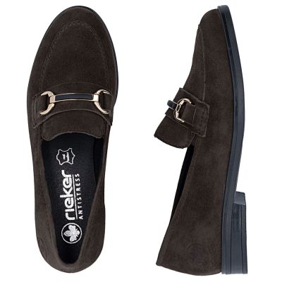 5. Women's brown suede leather loafers Rieker 46262-25