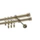 Double Curtain Rod Ø 19 mm, Antique Brass, 400 cm, LUNA, with Rings, KOWALSKI