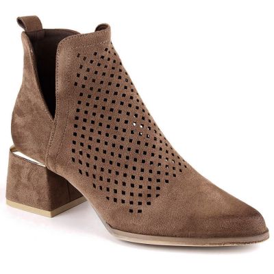 4. Suede high-heeled ankle boots Potocki W WOL213B brown