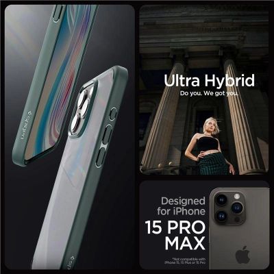 4. Spigen Ultra Hybrid iPhone 15 Pro Max Case - Dark Green