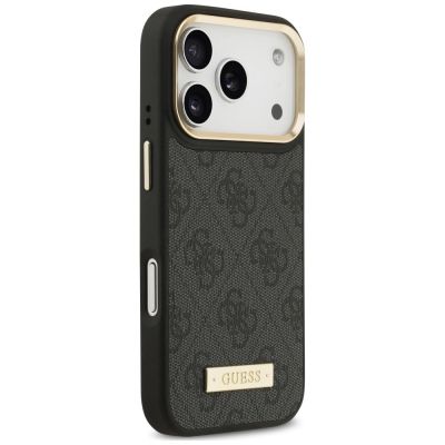 4. Guess 4G Logo Plate MagSafe Case for iPhone 18 Pro Max / 17 Pro Max – Black