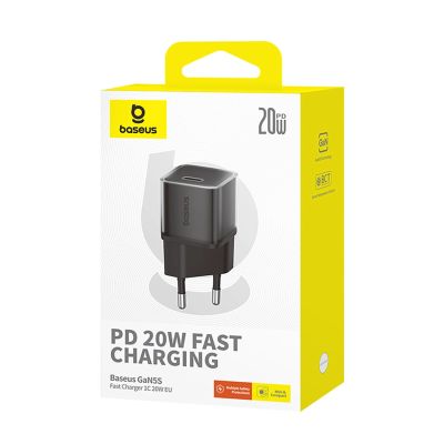 6. Baseus GaN5S 20W 1xUSB-C Wall Charger - Black