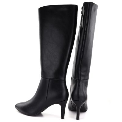 10. Women's leather boots with a high heel, insulated, black Sergio Leone KZ-30-S