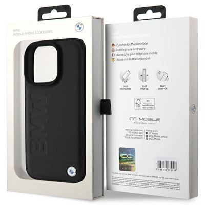 7. BMW Leather Hot Stamp iPhone 16 Pro Case - Black