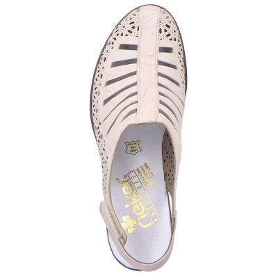10. Rieker W RKR49B beige leather high heel sandals