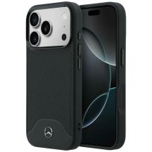 Mercedes Leather Wood Effect and Curve MagSafe case for iPhone 17 Pro Max - black